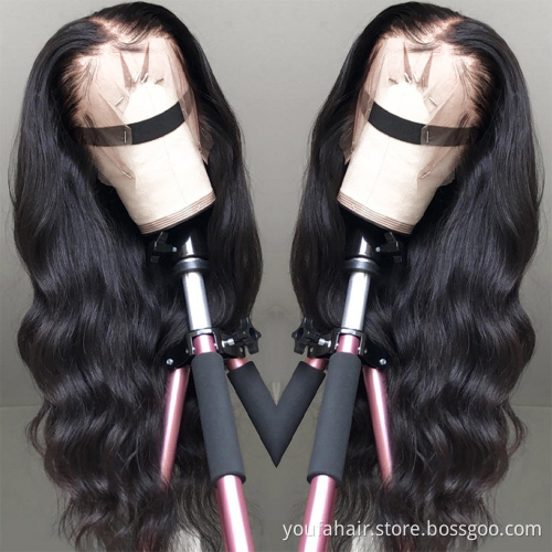 Top Selling Raw Indian 13*4 Lace Front Wig Human Hair Body Wave Single Donor Indian Virgin Hair Lace Frontal Double Drawn Wig